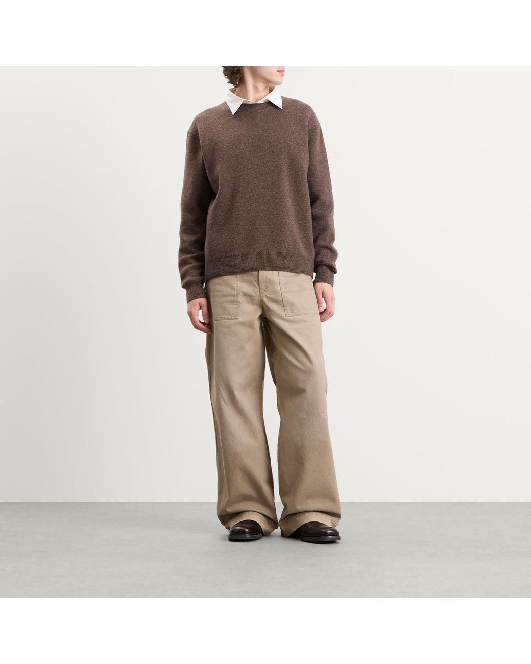 Acne Natural Plinty Rustic Cotton Twill Trousers for men