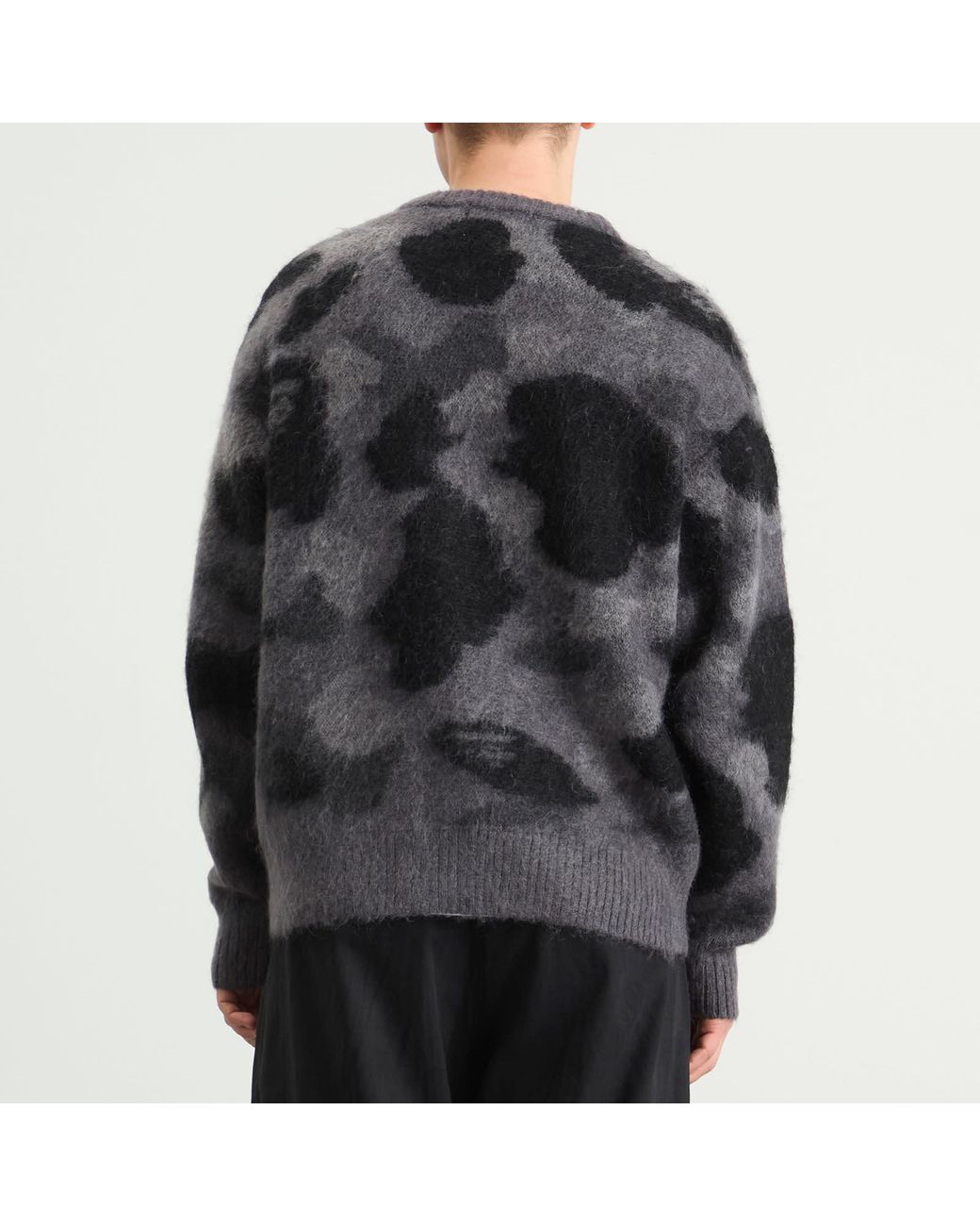 A Bathing Ape Black Colour Camo Mohair Knit Cardigan for men