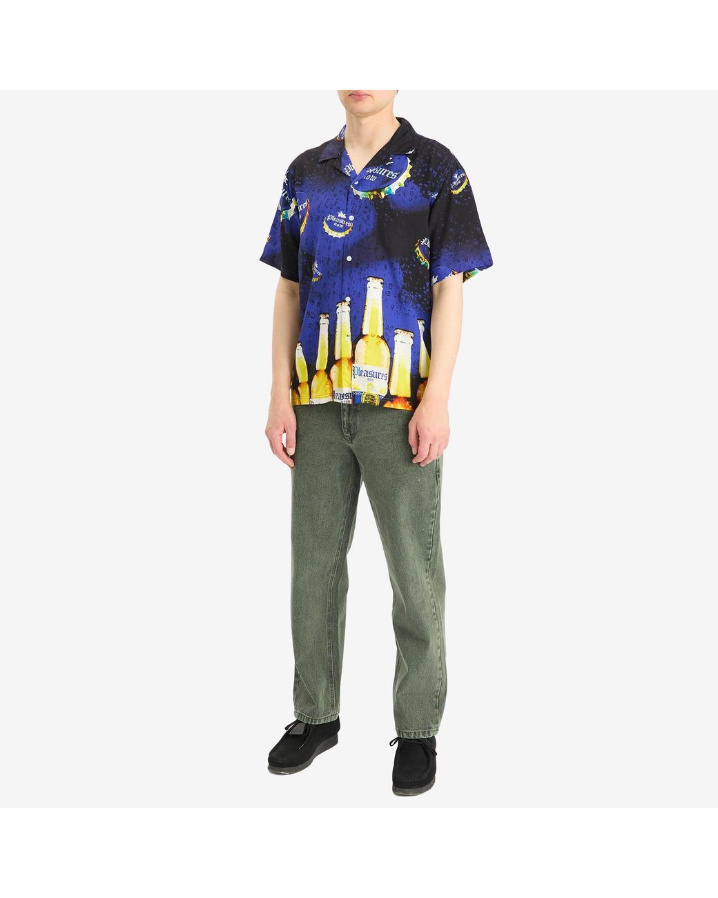 Pleasures Blue Cerveza Vacation Shirt for men