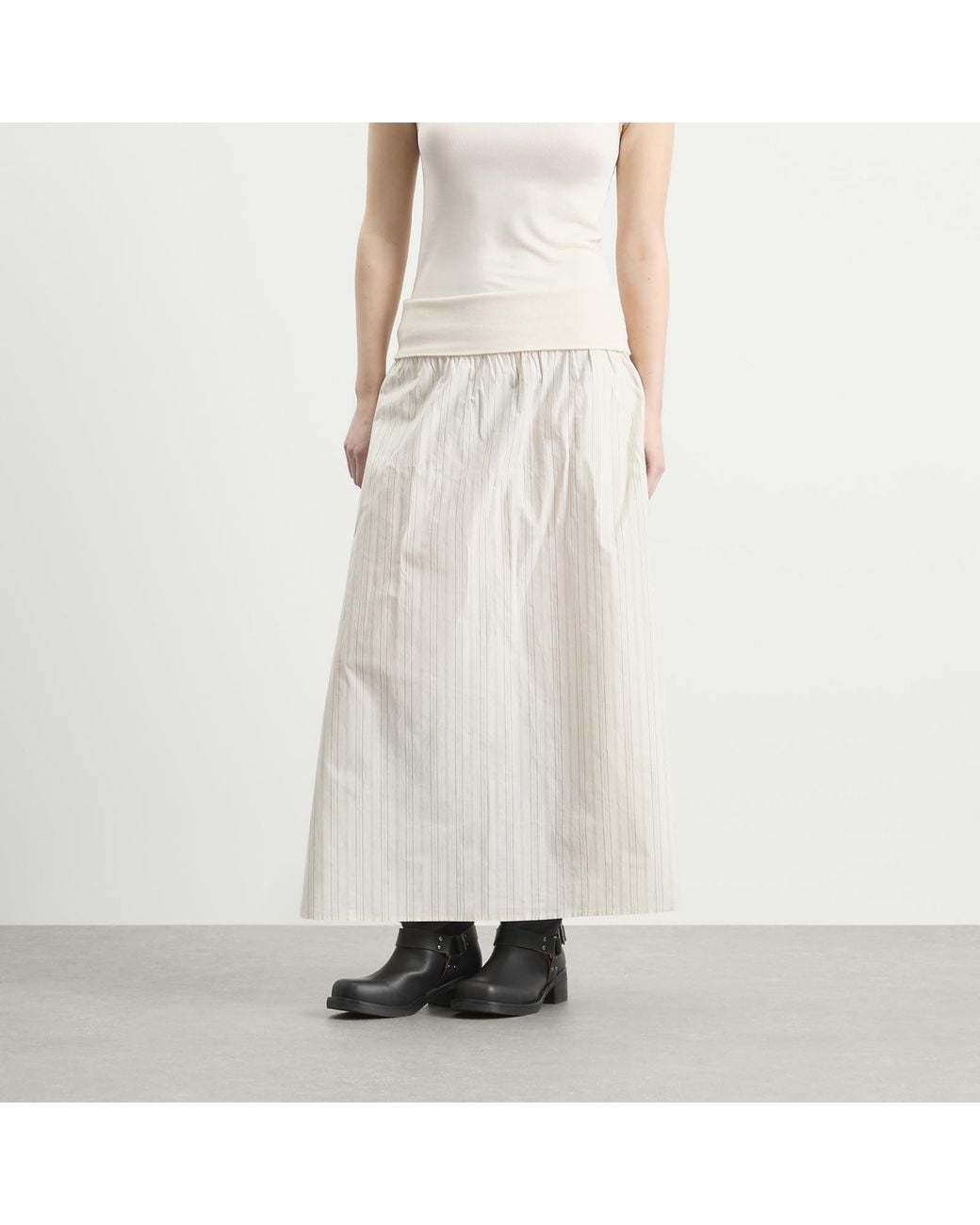 Samsøe & Samsøe White Sathea Pleated Midi Skirt