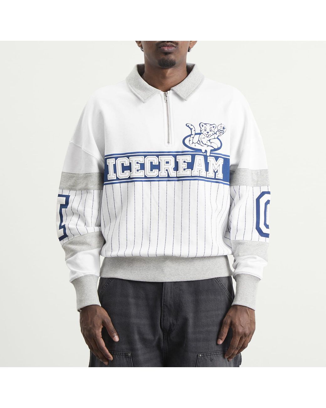 ICECREAM White Ic Cubs Collared Quarter Zip for men