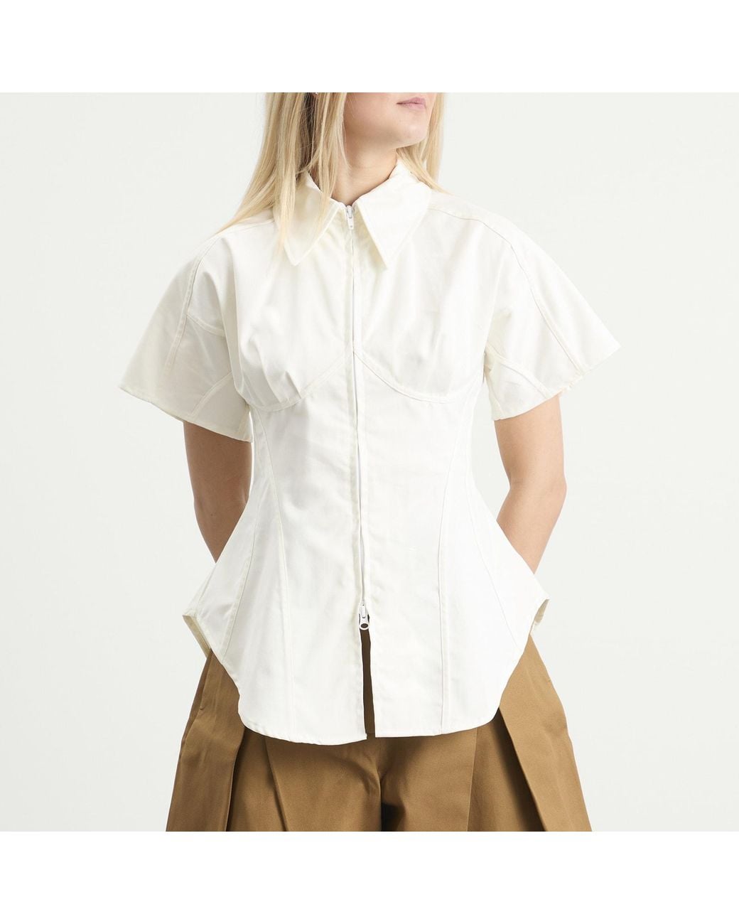 Tolu Coker White Panelled Contoured Bustier Blouse