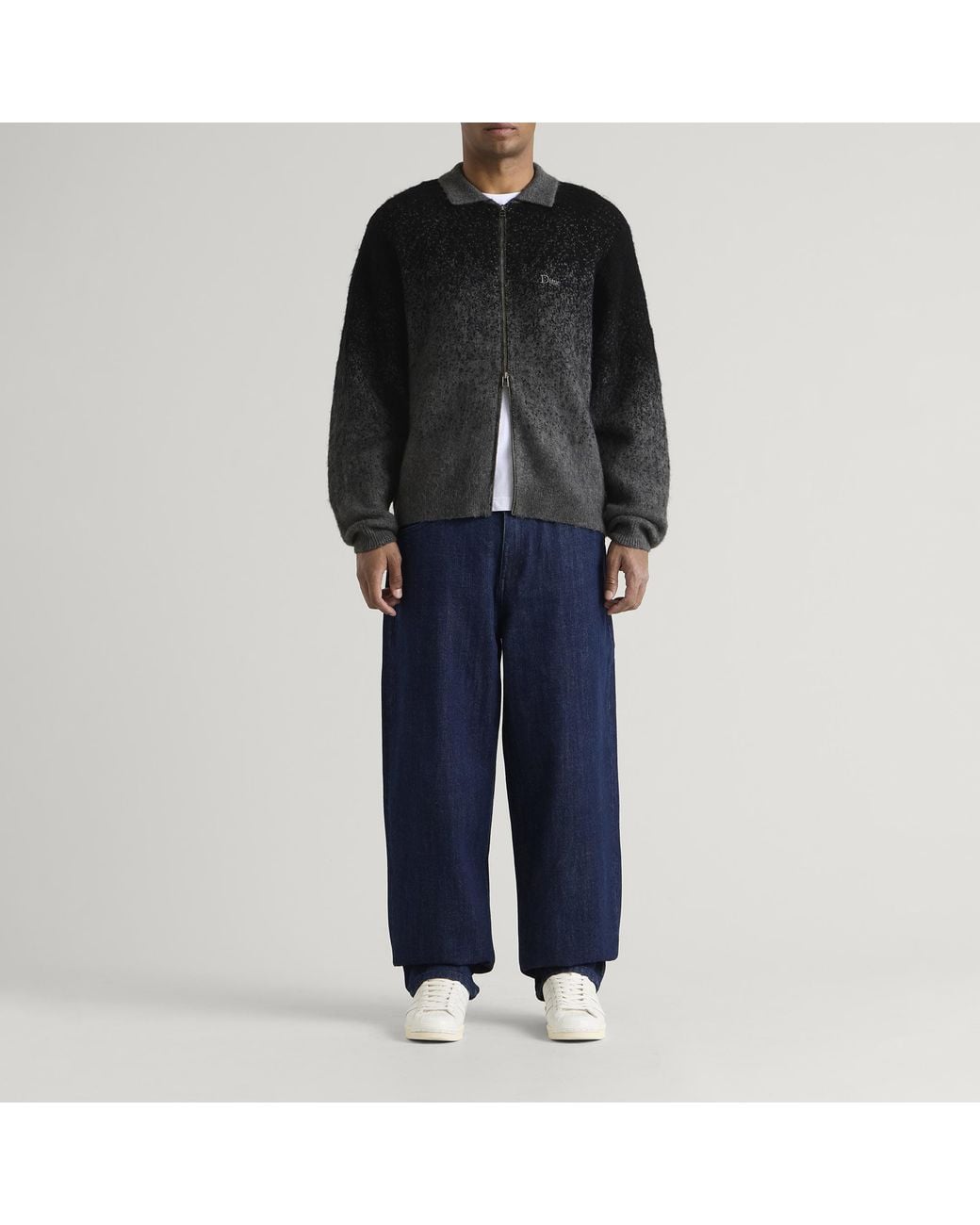 Dime Black Mohair Double Zip Knit for men