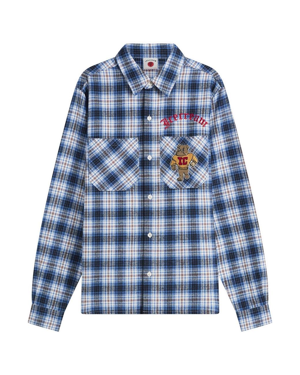 ICECREAM Blue Mascot Check Shirt for men