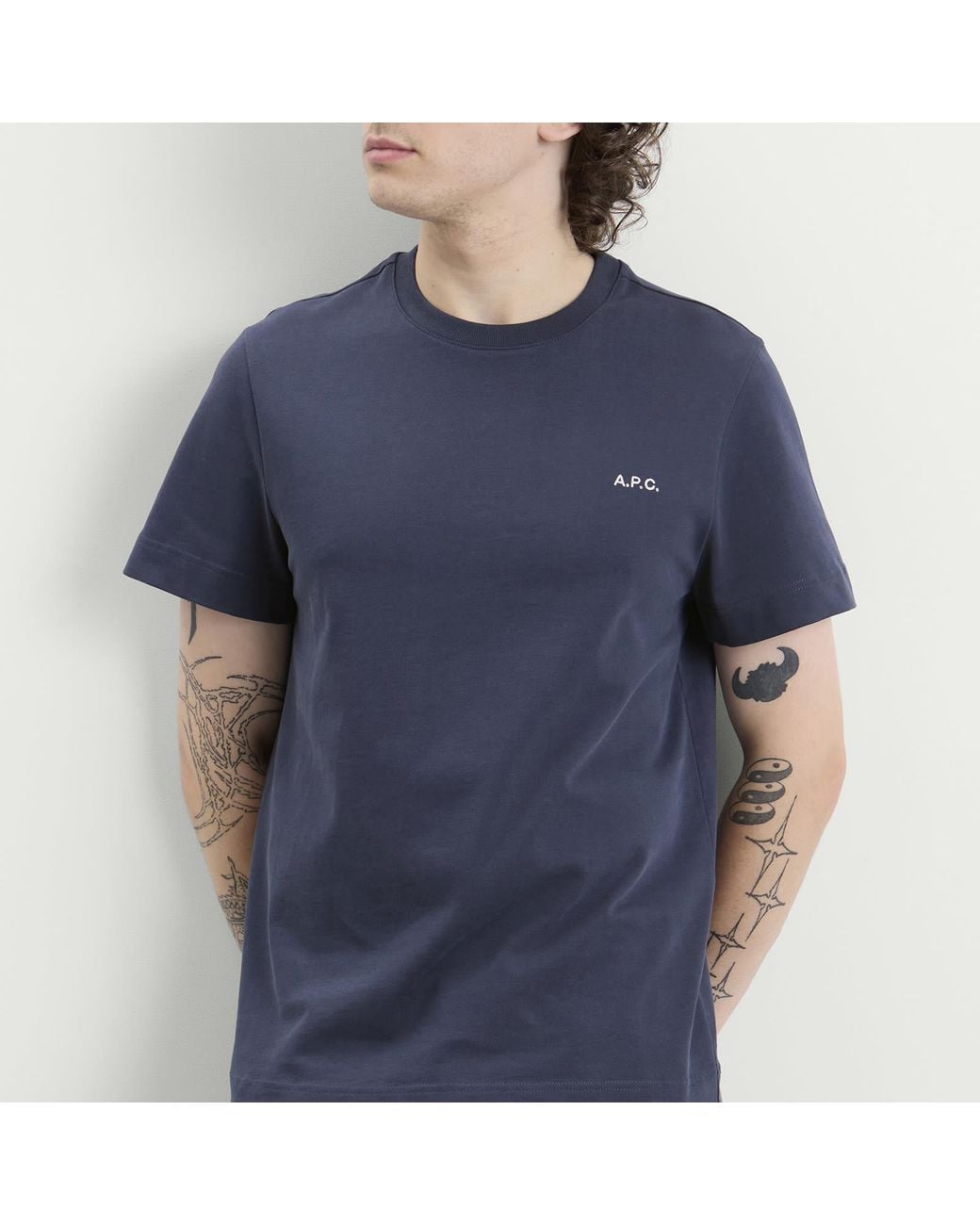 A.P.C. Blue Oliver Heavyweight T-Shirt for men
