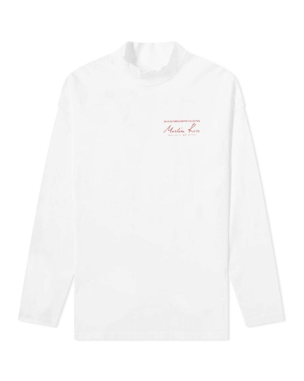 Martine Rose Long Sleeve Mock Neck Logo T-shirt in White for Men | Lyst