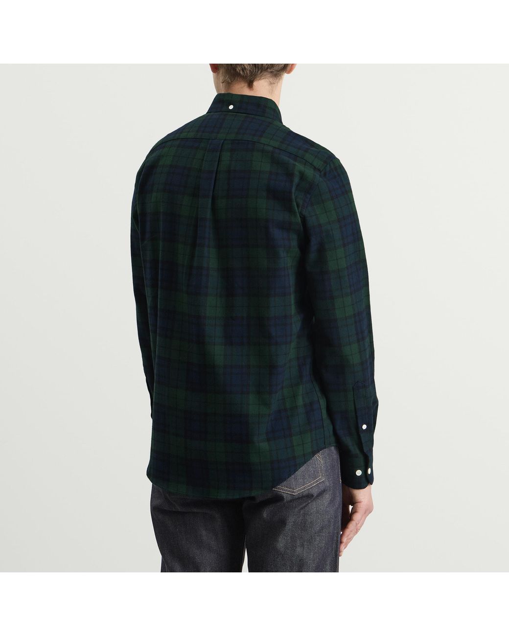 Portuguese Flannel Blue Bonfim Blackwatch Check Shirt for men