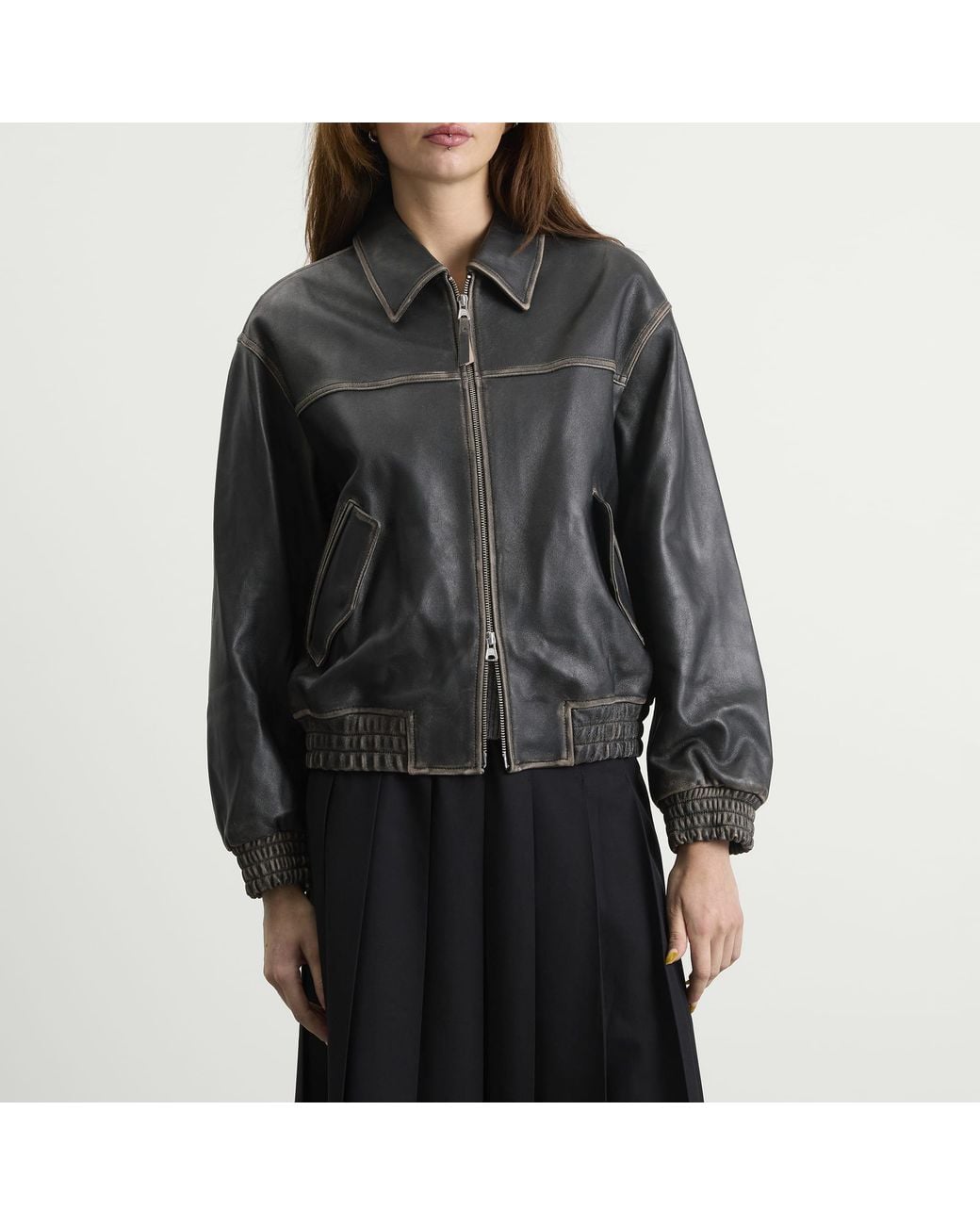 DUNST Black Refined Leather Blouson