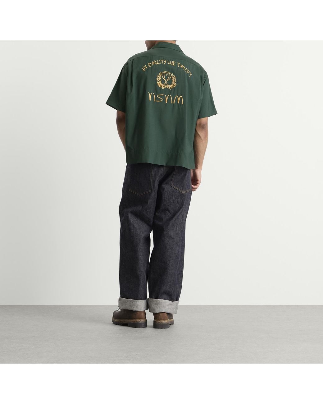 Visvim Green Copa Silk Short Sleeve Shirt for men