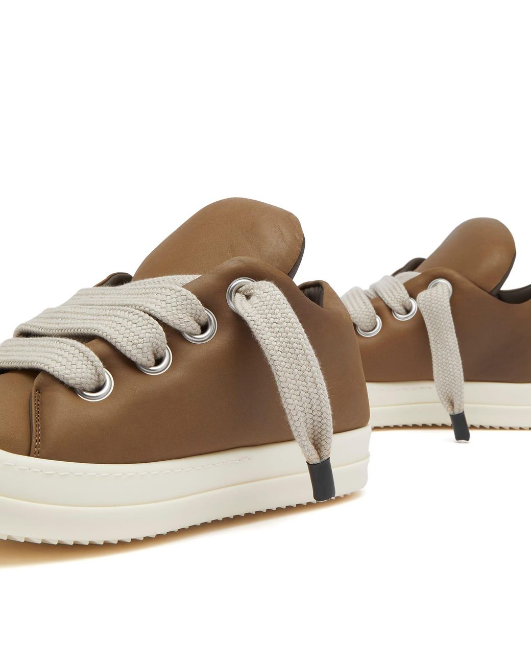 Rick Owens Leather Padded Lace-Up Sneakers in Brown for Men Rick Owens Leather Padded Lace-Up Sneakers in Brown for Men