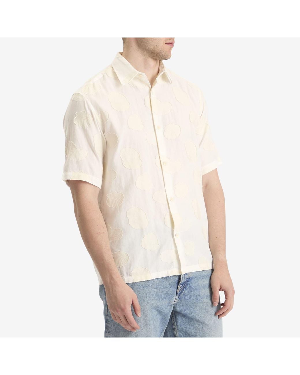 NN07 Natural Freddy Jacquard Shell Short Sleeve Shirt for men