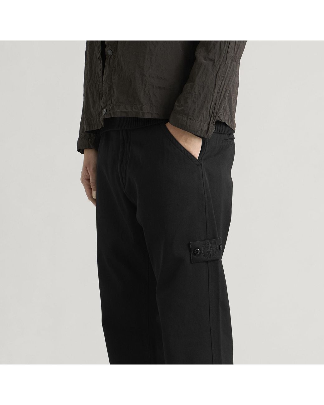 Stone Island Black Ghost Raw Hand Wool Cotton Gabardine-Tc Trouser for men