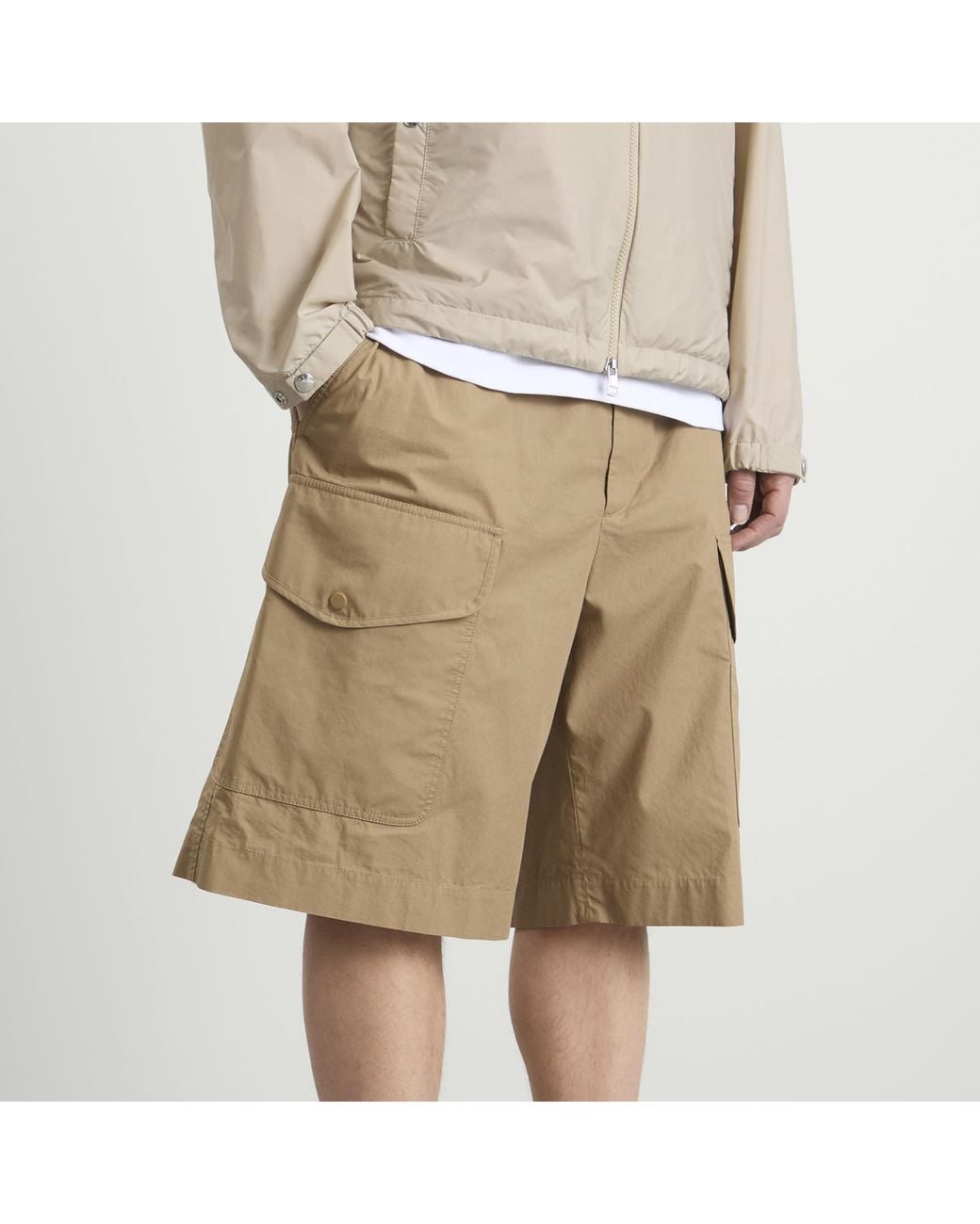 Moncler Natural Drawstring Cargo Shorts for men