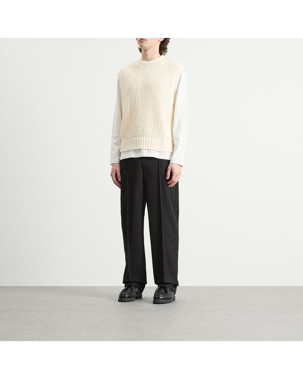 About Blank Natural Moss Stitch Knitted Vest for men