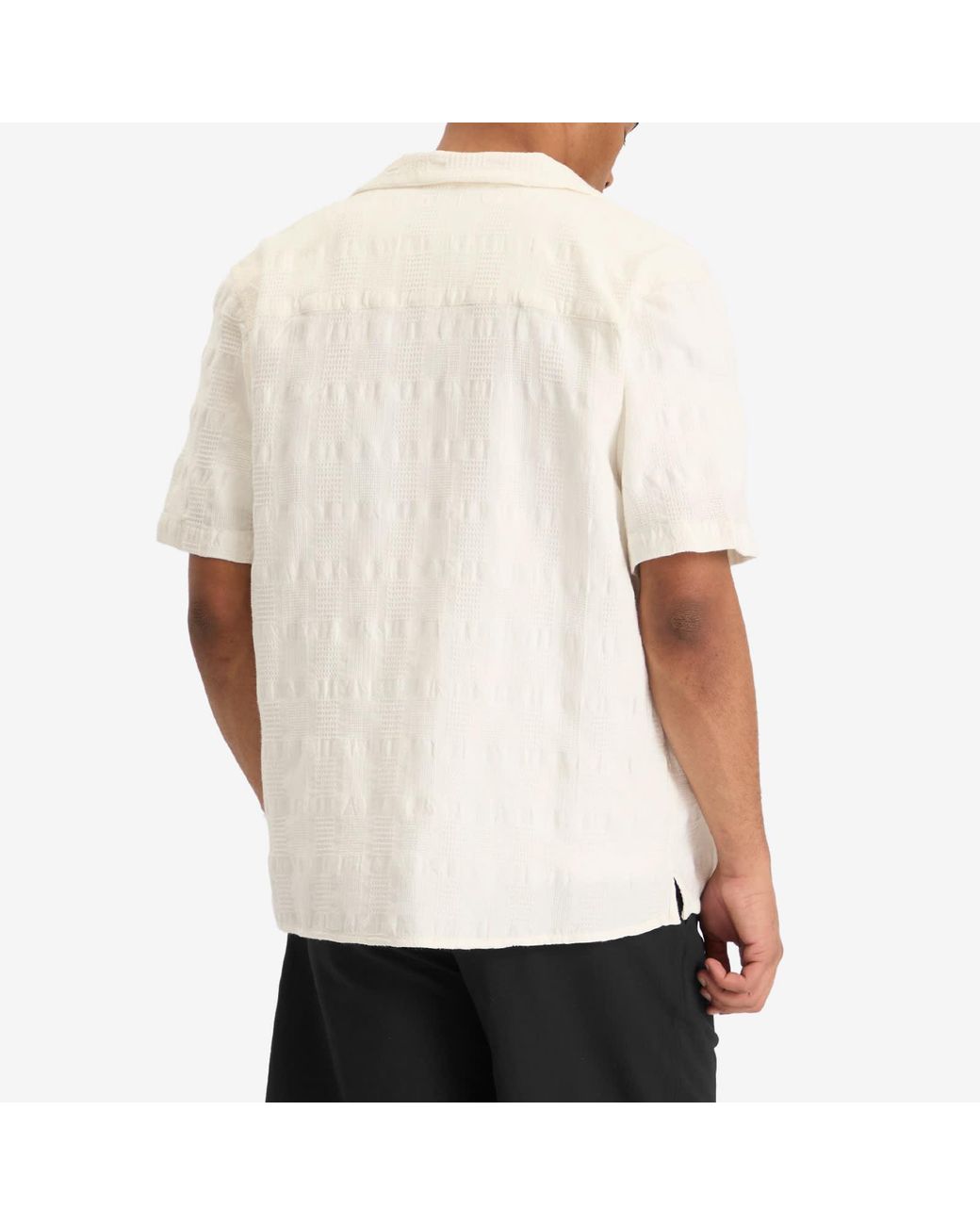 Wax London White Didcot Seersucker Waffle Vacation Shirt for men