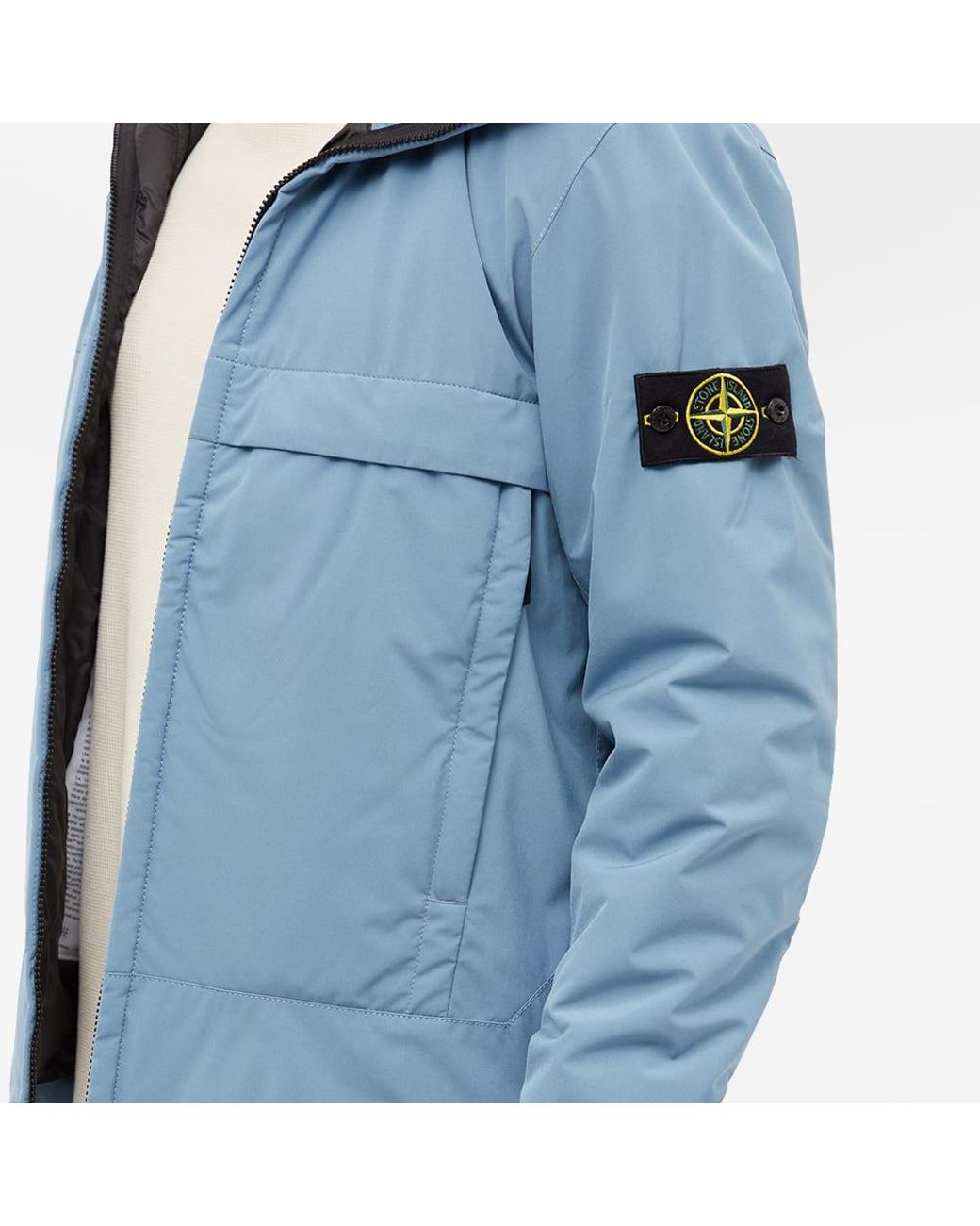 Stone Island Soft-shell Primaloft Hooded Jacket in Blue for Men | Lyst