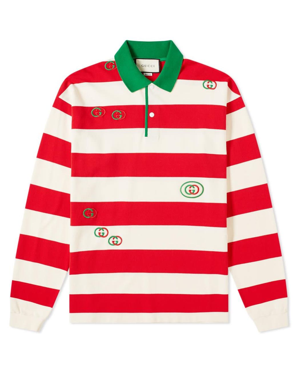 Gucci Long Sleeve Striped Logo Tee in Red for Men - Lyst