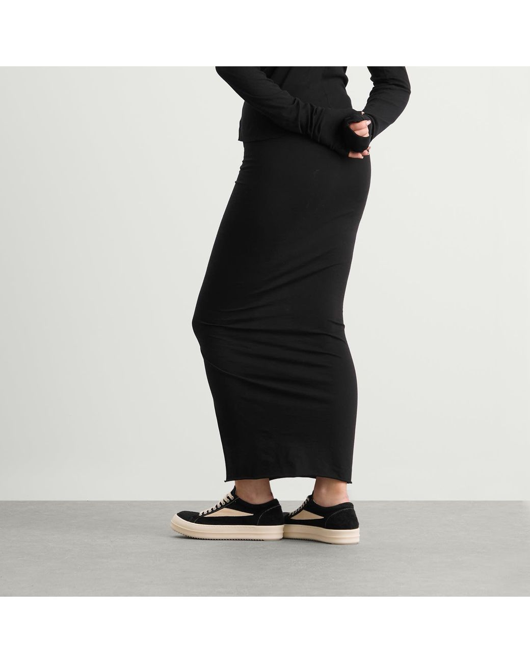 Rick Owens Soft Edfu Midi Skirt in Black | Lyst