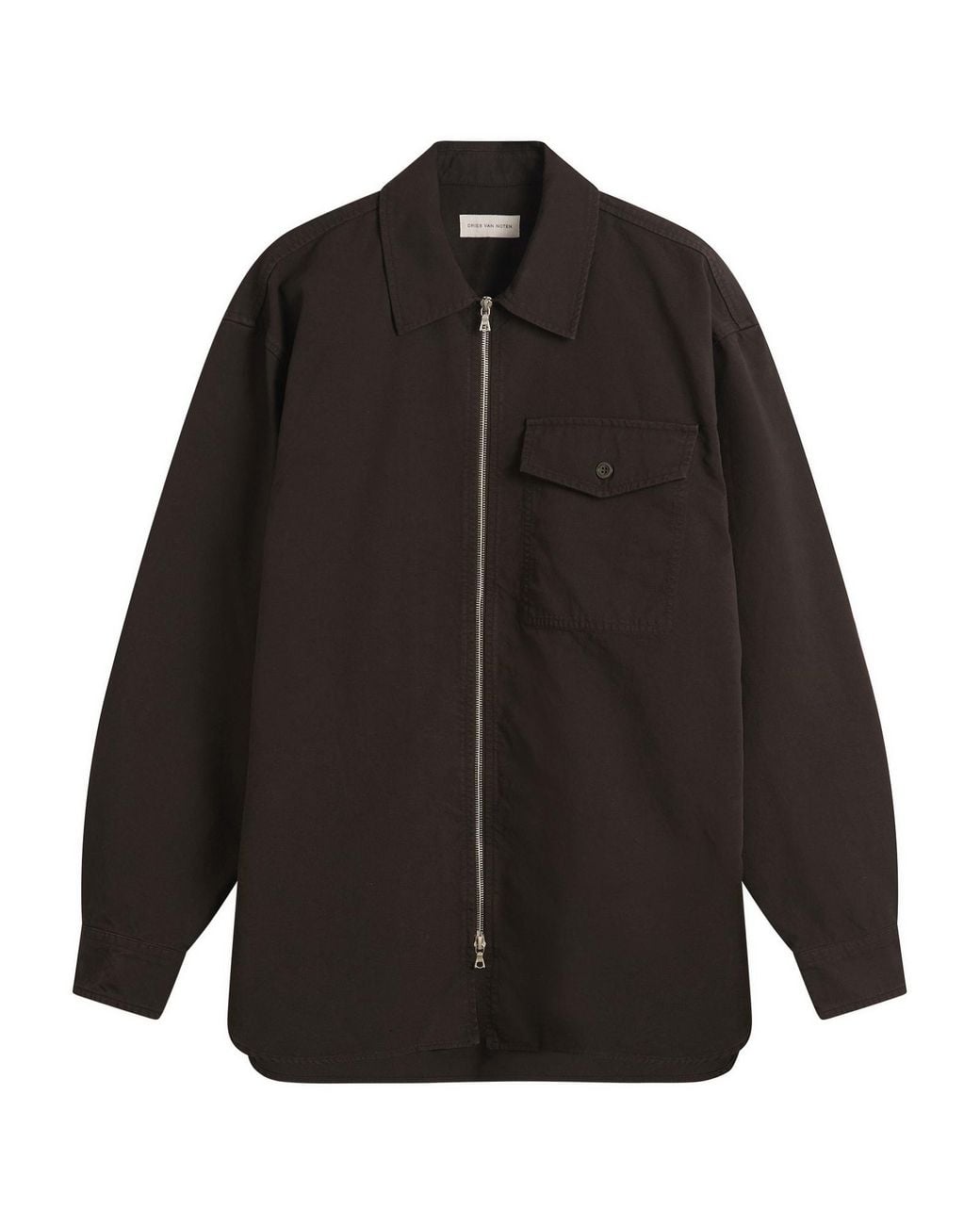 Dries Van Noten Black Overdyed Double Weave Cotton Shirt Jacket for men