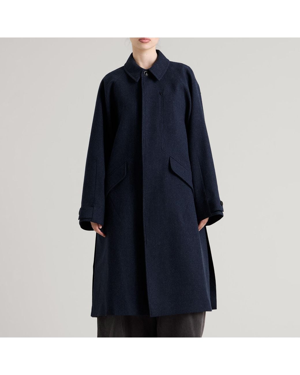 YMC Blue Tyrell Wool Trench Coat