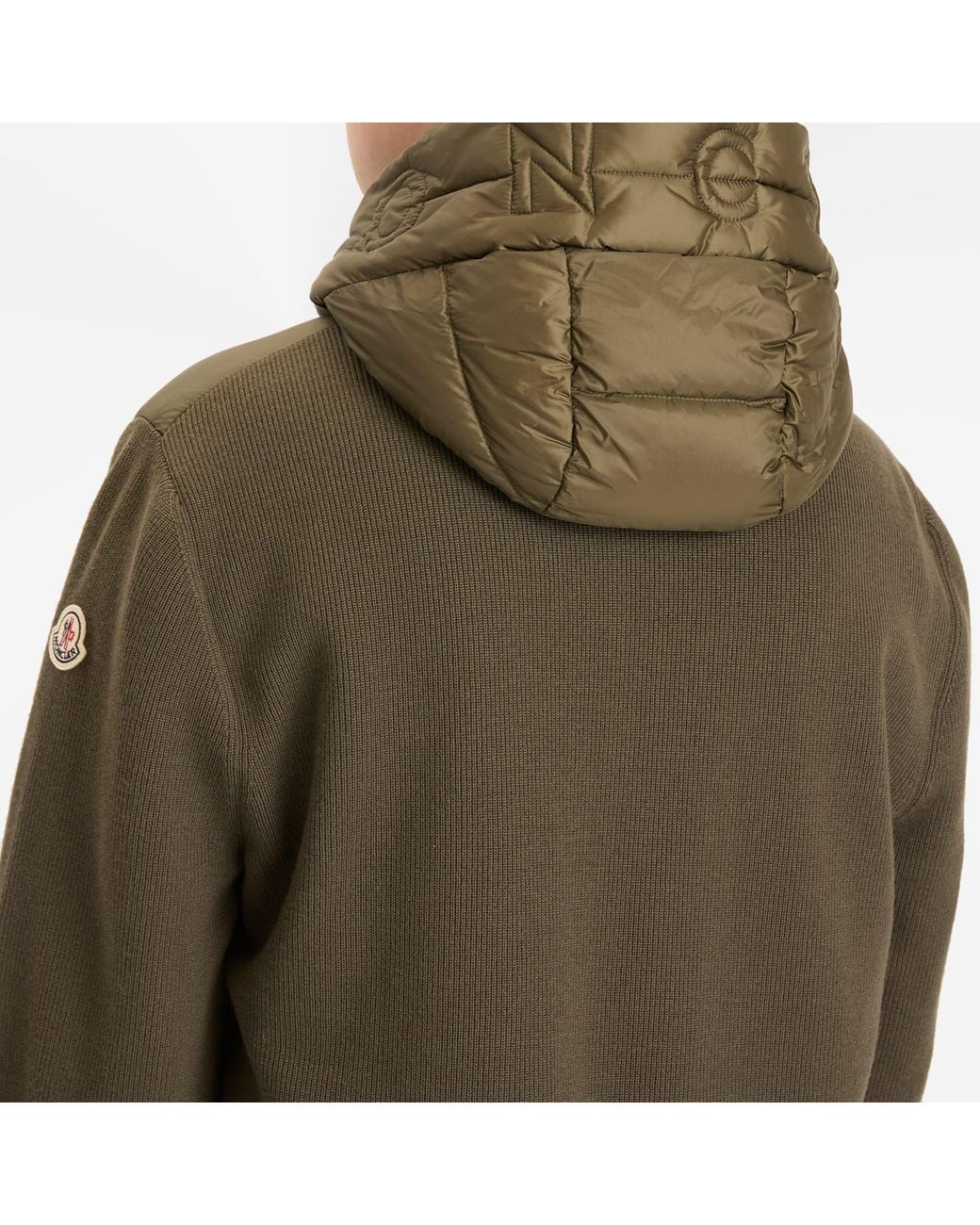 Moncler Green Hybrid Zip Through Hooded Jacket for men