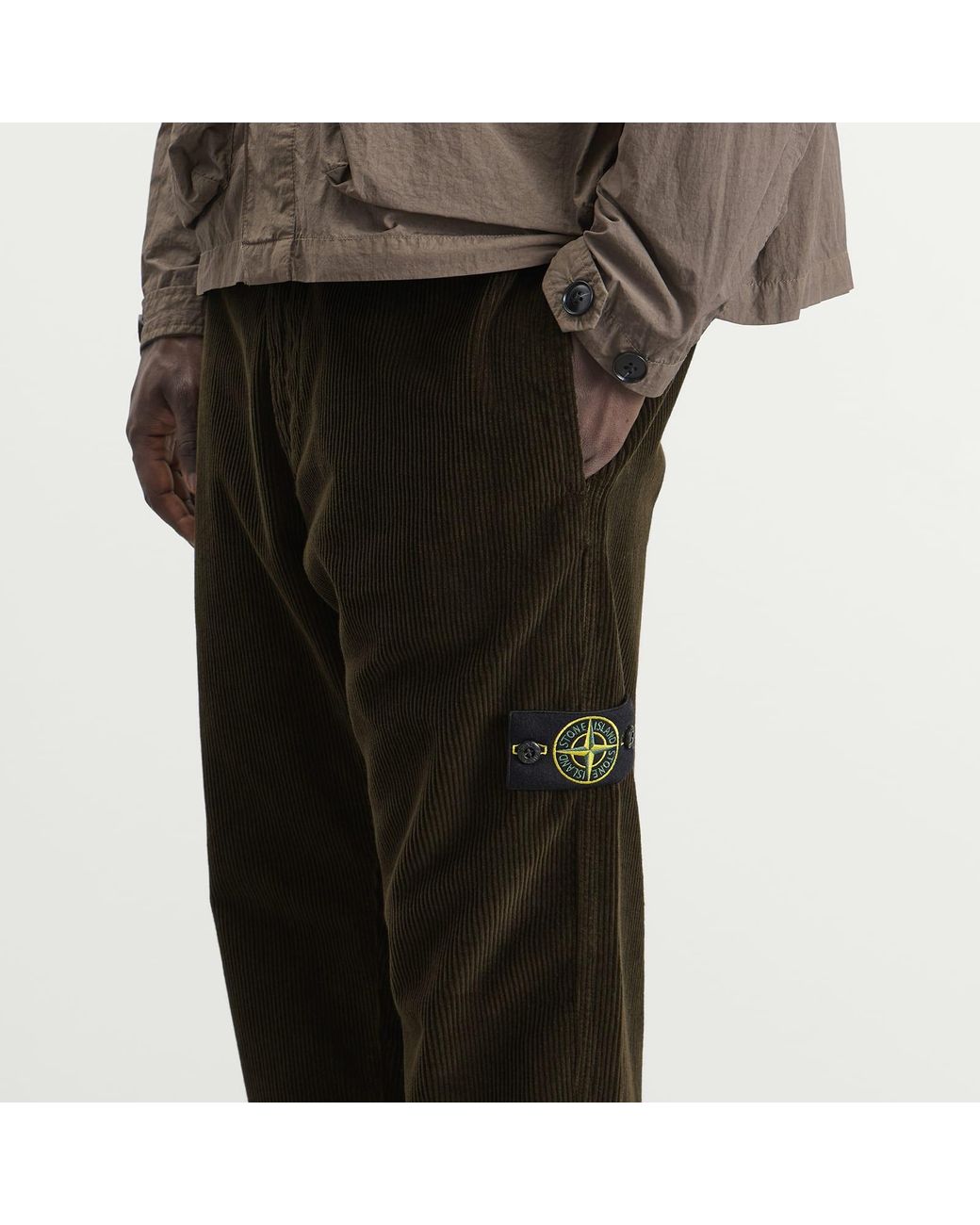 Stone Island Black Organic Cotton Corduroy Trousers for men