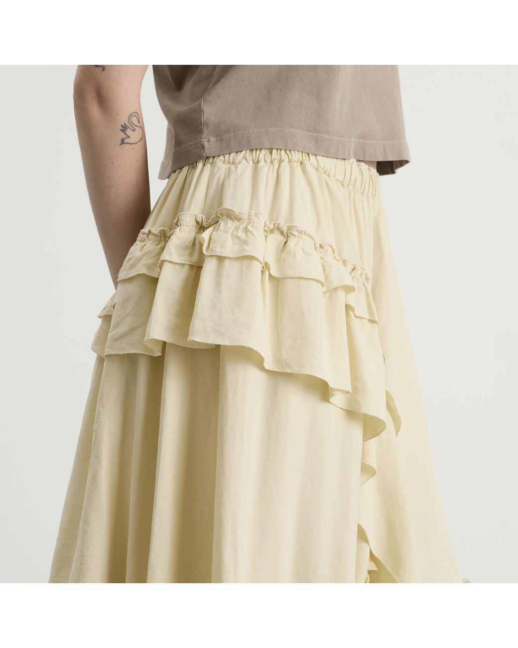 YMC Natural Draped Midi Skirt