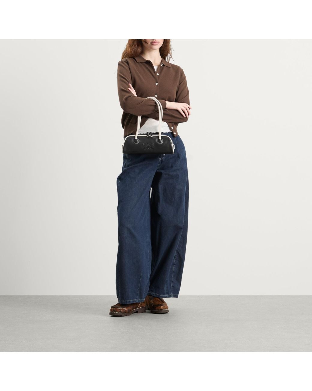 MARGE SHERWOOD Black Soft Piping Mini Soft Boston Ew Bag
