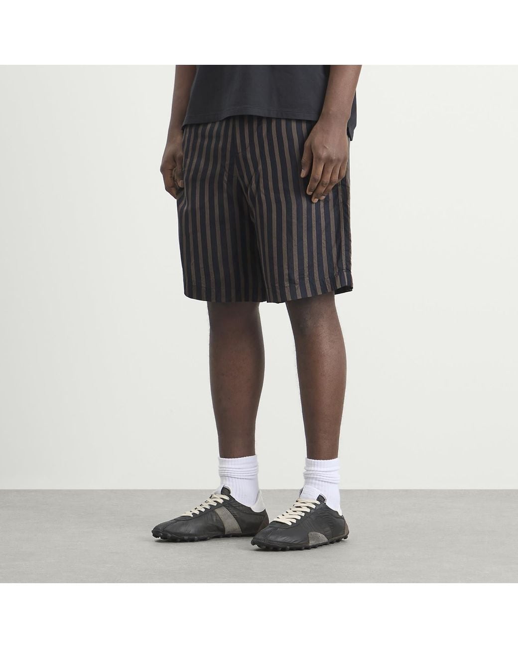 Dries Van Noten Gray Stripe Cupro Shorts for men