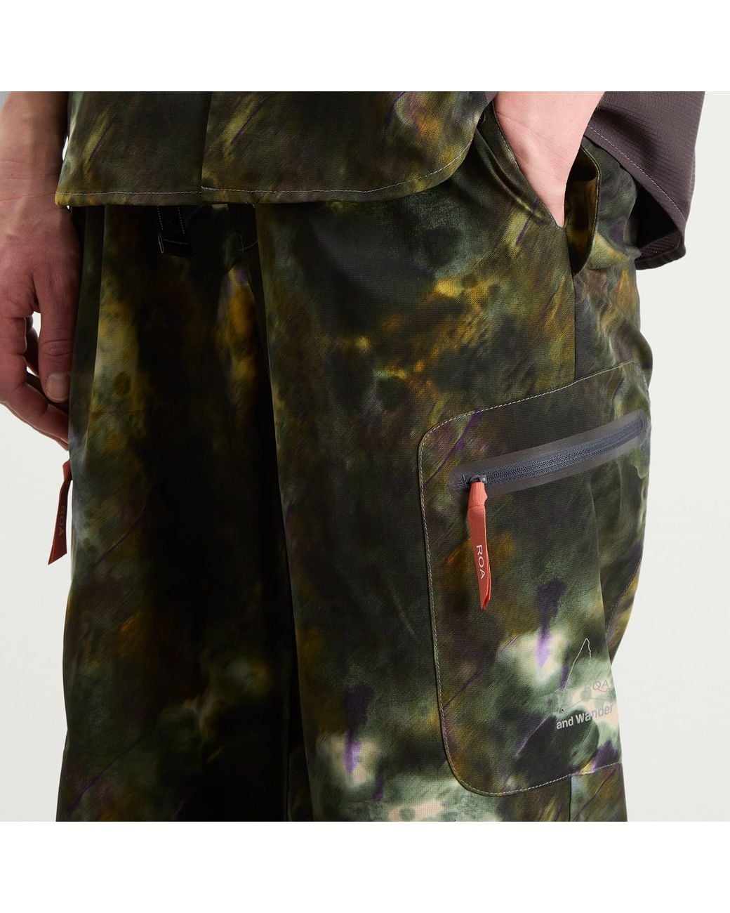 And Wander Green X Roa Printed Breathable Trousers for men
