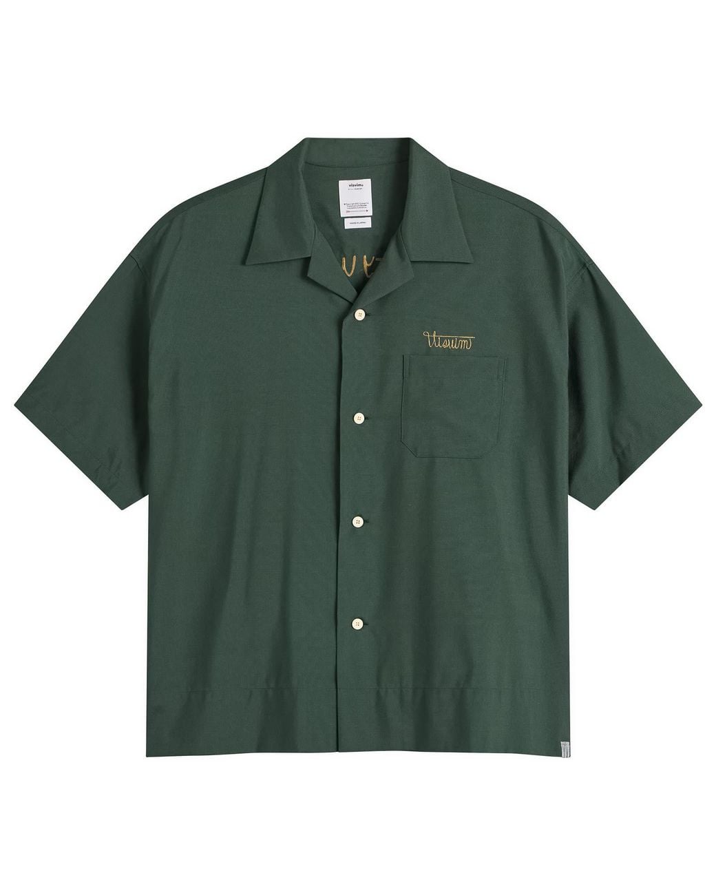 Visvim Green Copa Silk Short Sleeve Shirt for men