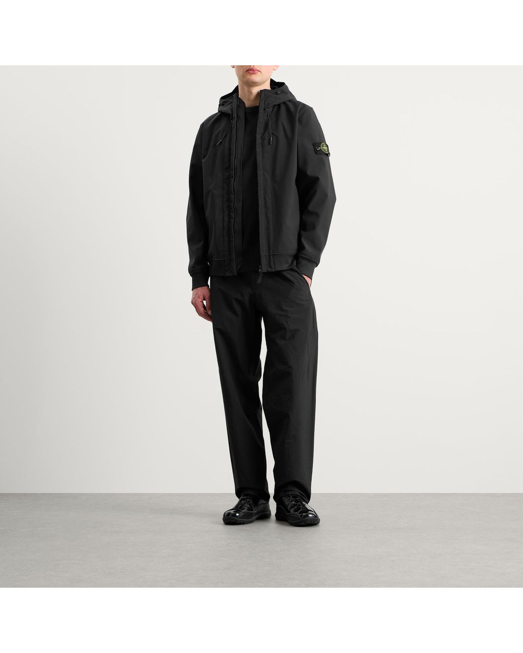 Stone Island Black Soft Shell-R Hooded Jacket for men