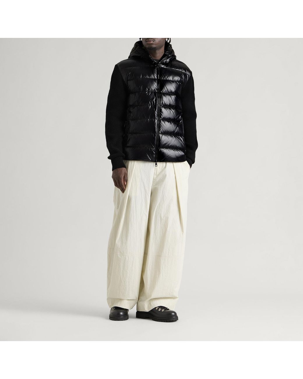 Moncler Black Hybrid Wool Cashmere Padded Jacket for men