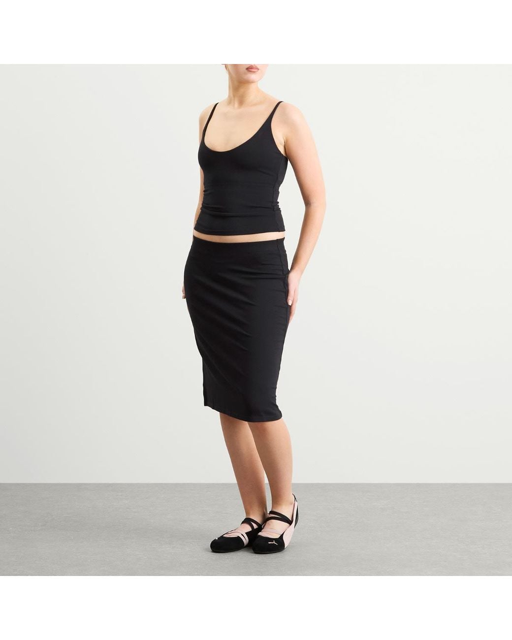 Skims Black Smooth Lounge Midi Skirt