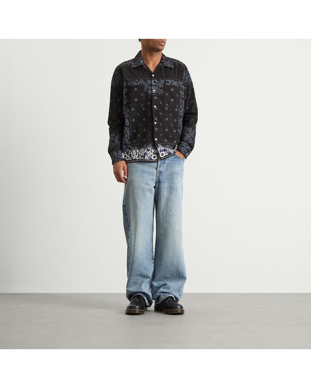 Nomarythm Textile Black Overdyed Bandana Print Shirt for men