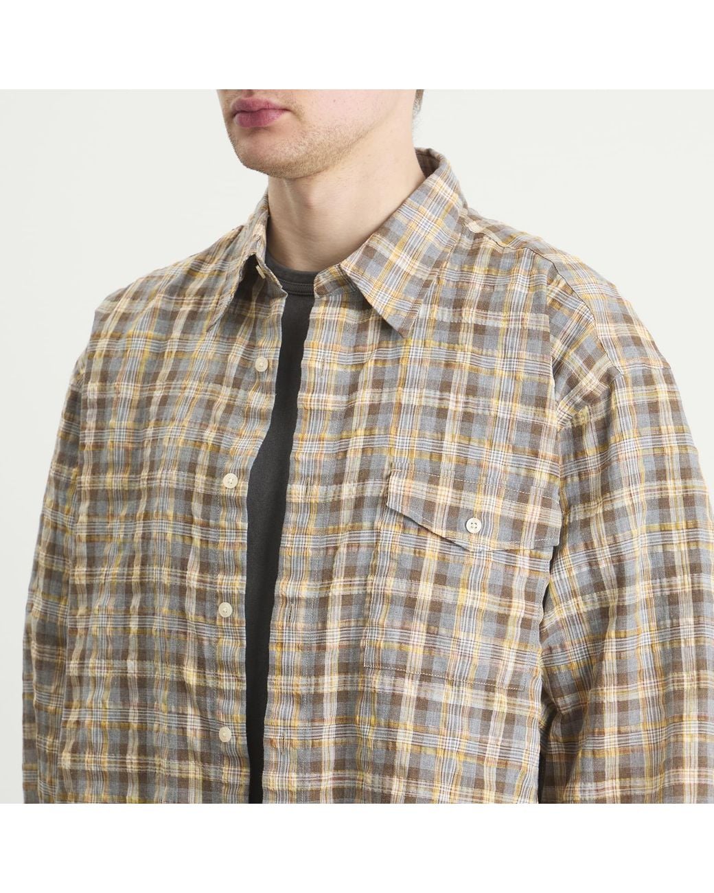 FRIZMWORKS Brown Uneven Check Shirt for men