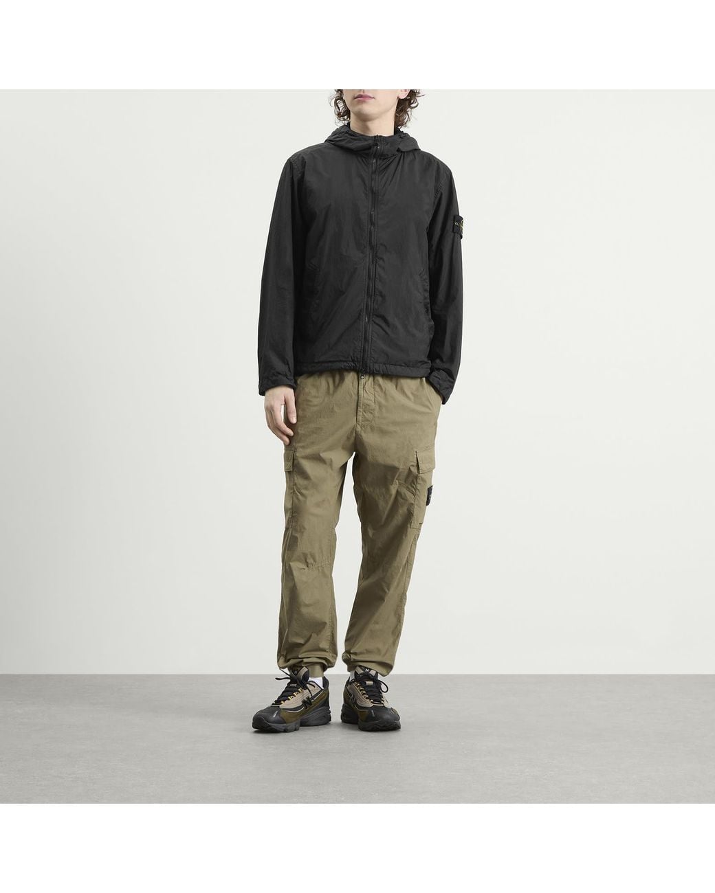 Stone Island Black Crinkle Reps Hooded Jacket for men