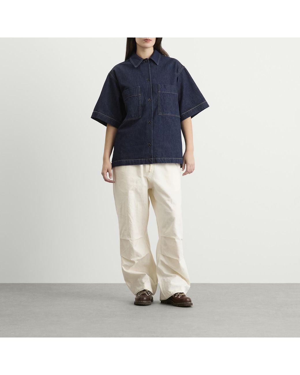 Girls Of Dust Blue Okinawa Denim Short Sleeve Shirt
