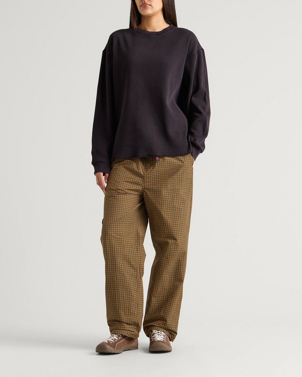 Gramicci Waffle Crew Sweatshirt in Black | Lyst