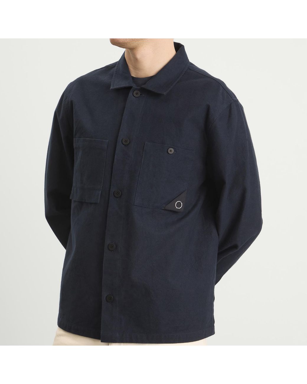 Folk Blue Anniversary Patch Overshirt for men