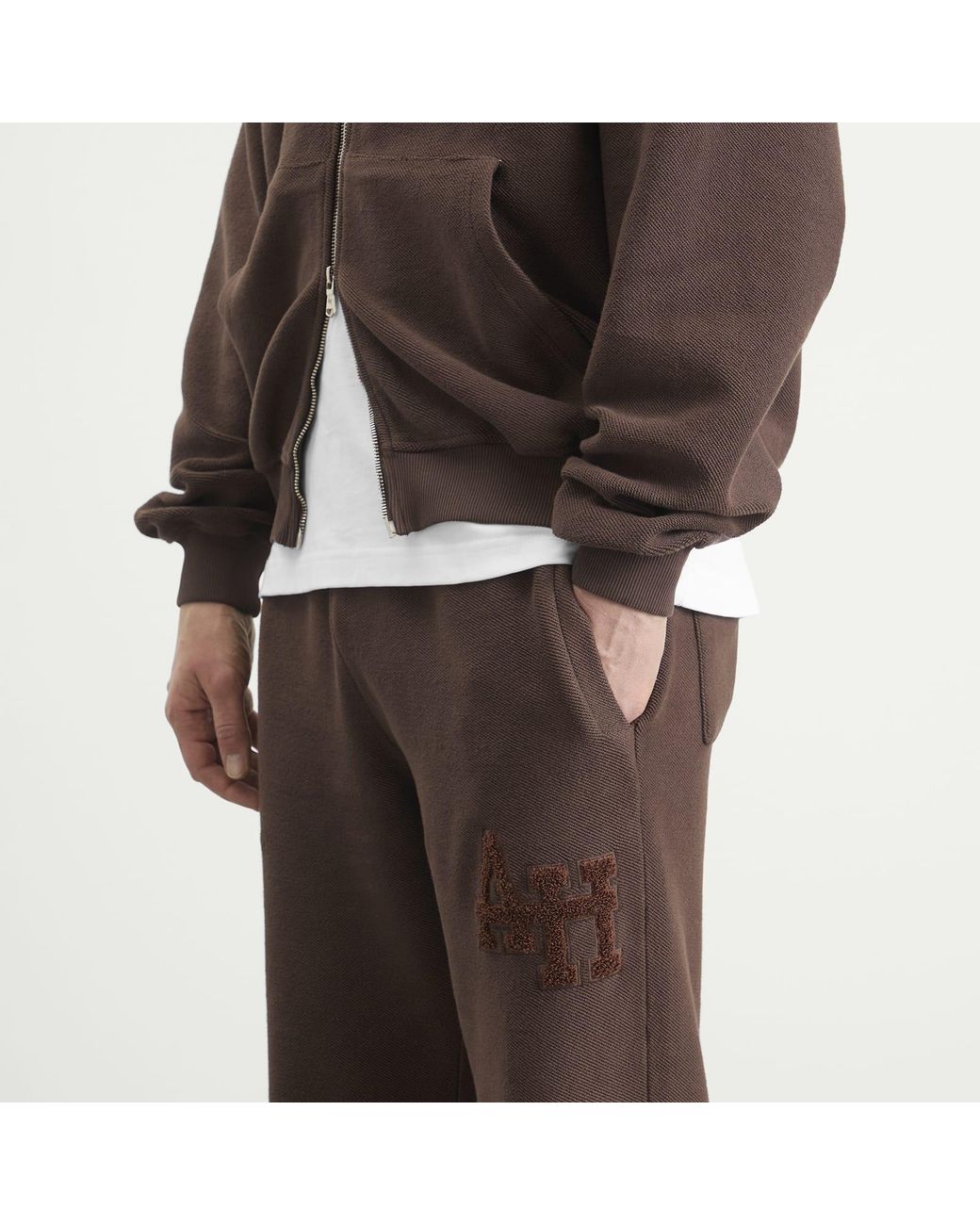Annie Hood Brown Inside Out College Straight Joggers for men