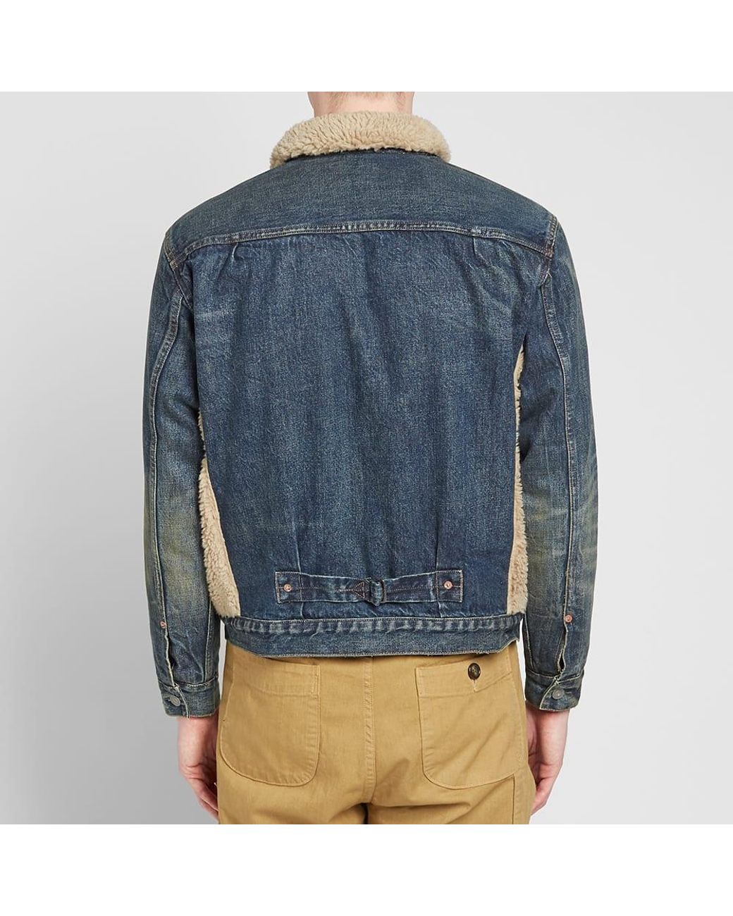 RRL Grizzly Sherpa-paneled Denim Jacket - Indigo in Blue for