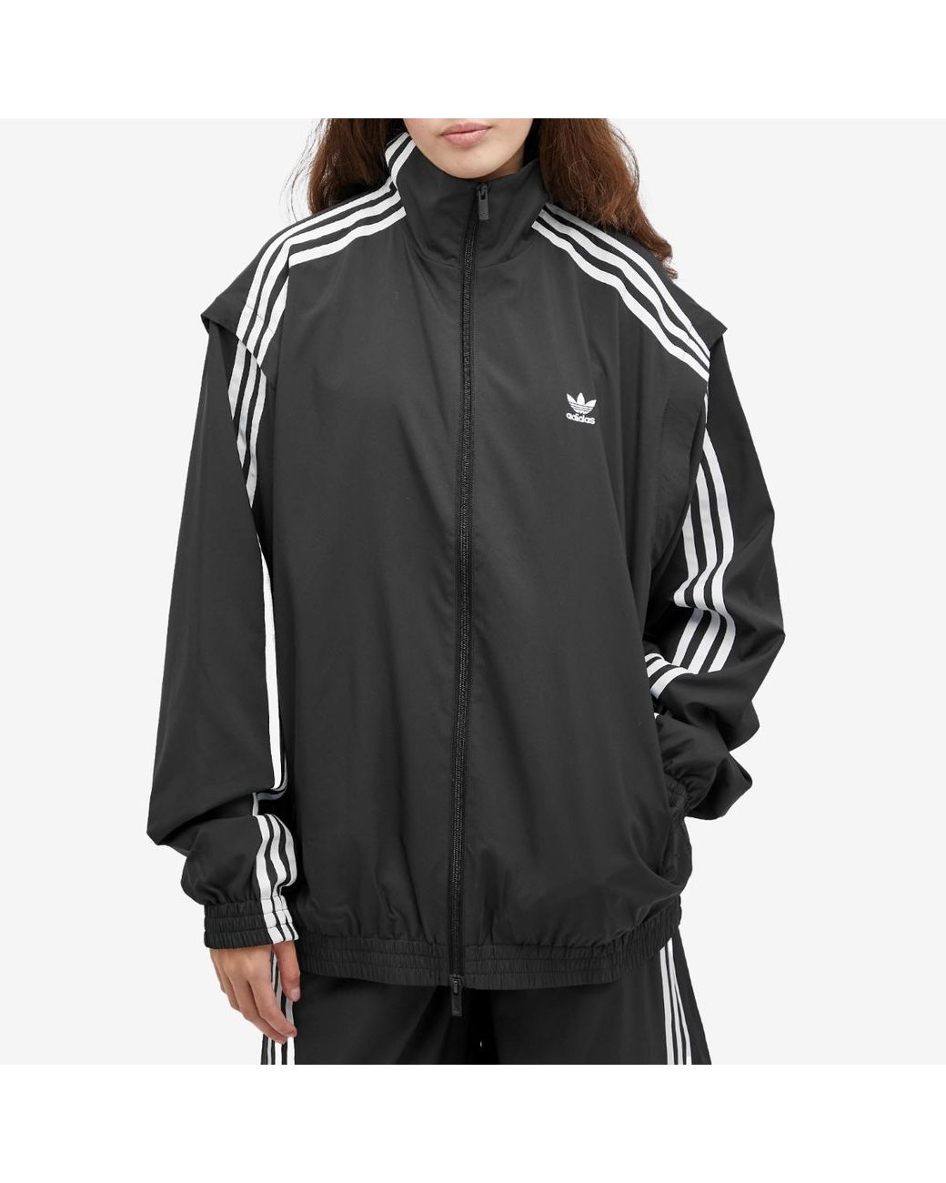 adidas Oversized Zip-Off Track Top in Black | Lyst