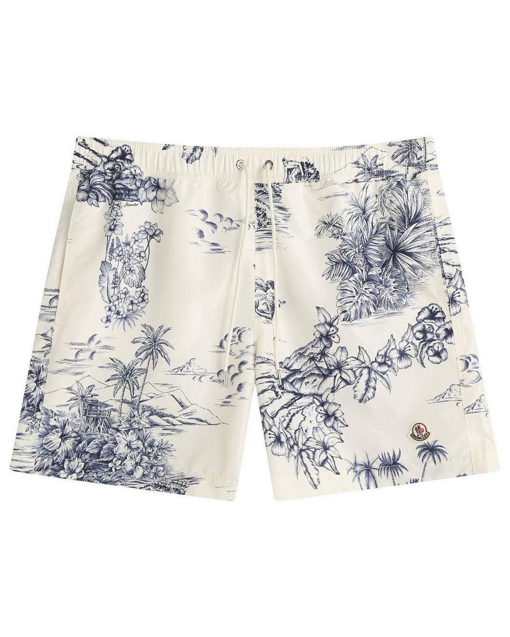 Moncler Blue Hawaiian Print Swim Shorts for men