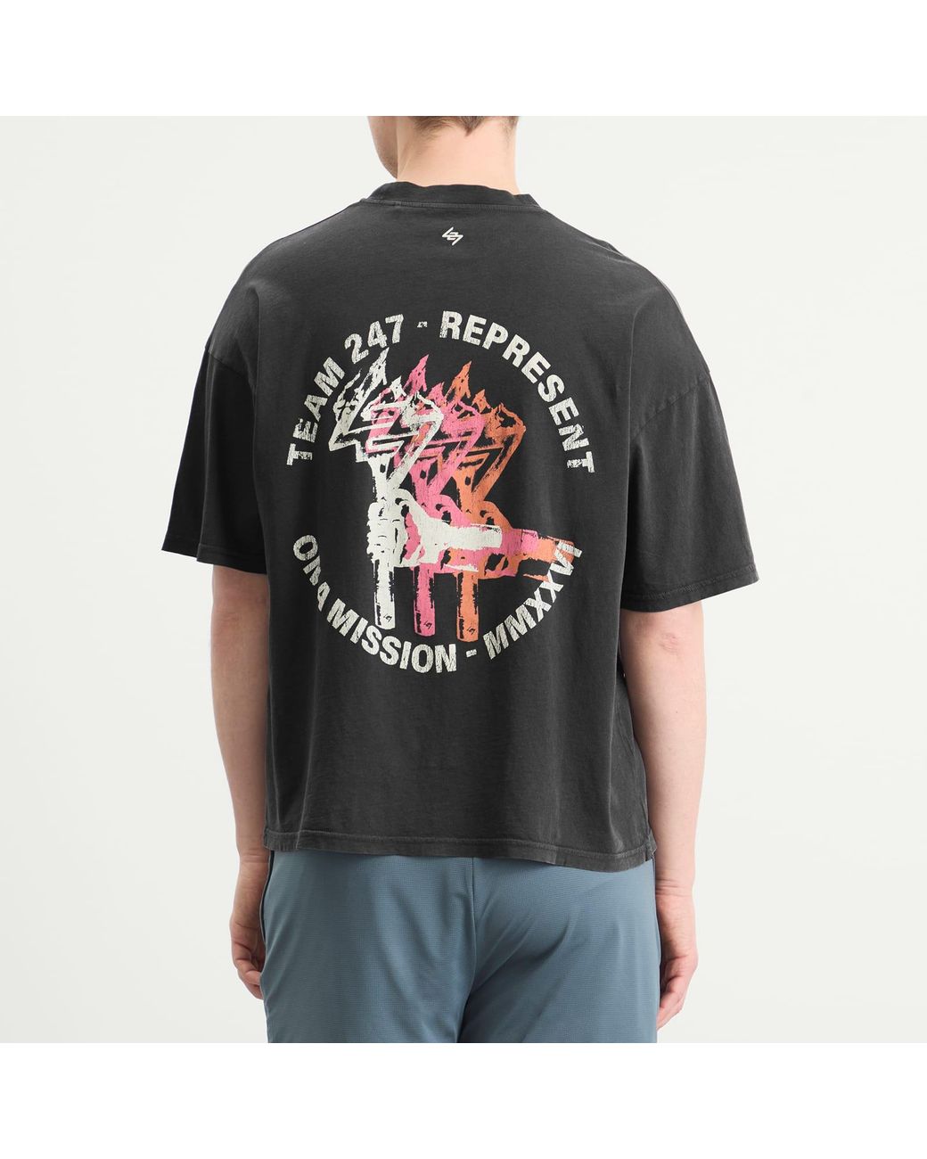 REPRESENT 247 Gray Torch Crop T-Shirt for men