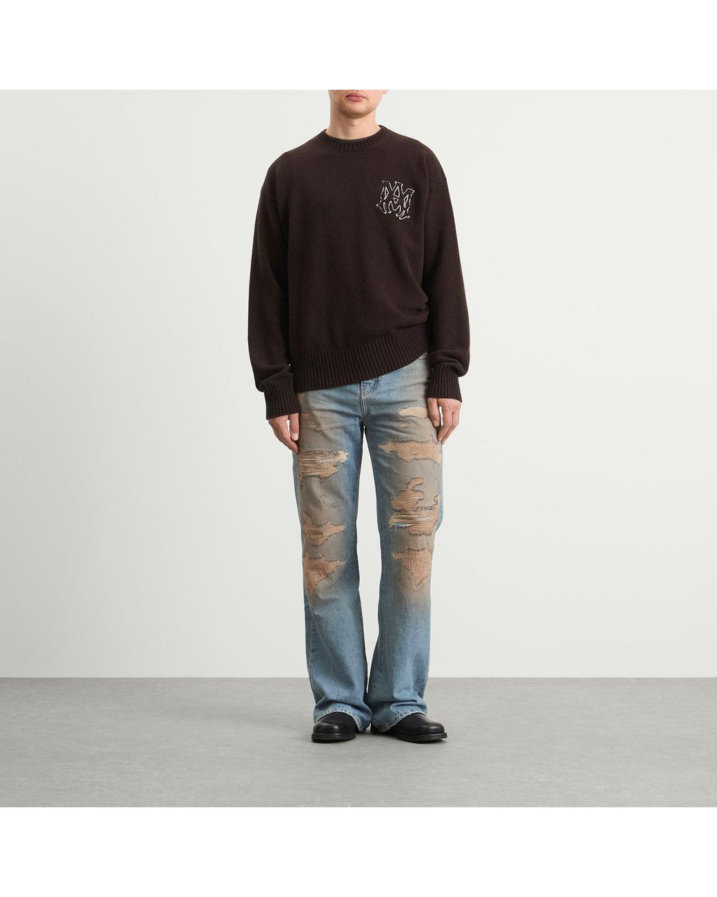 Amiri Blue Repaired Boot Cut Jeans for men