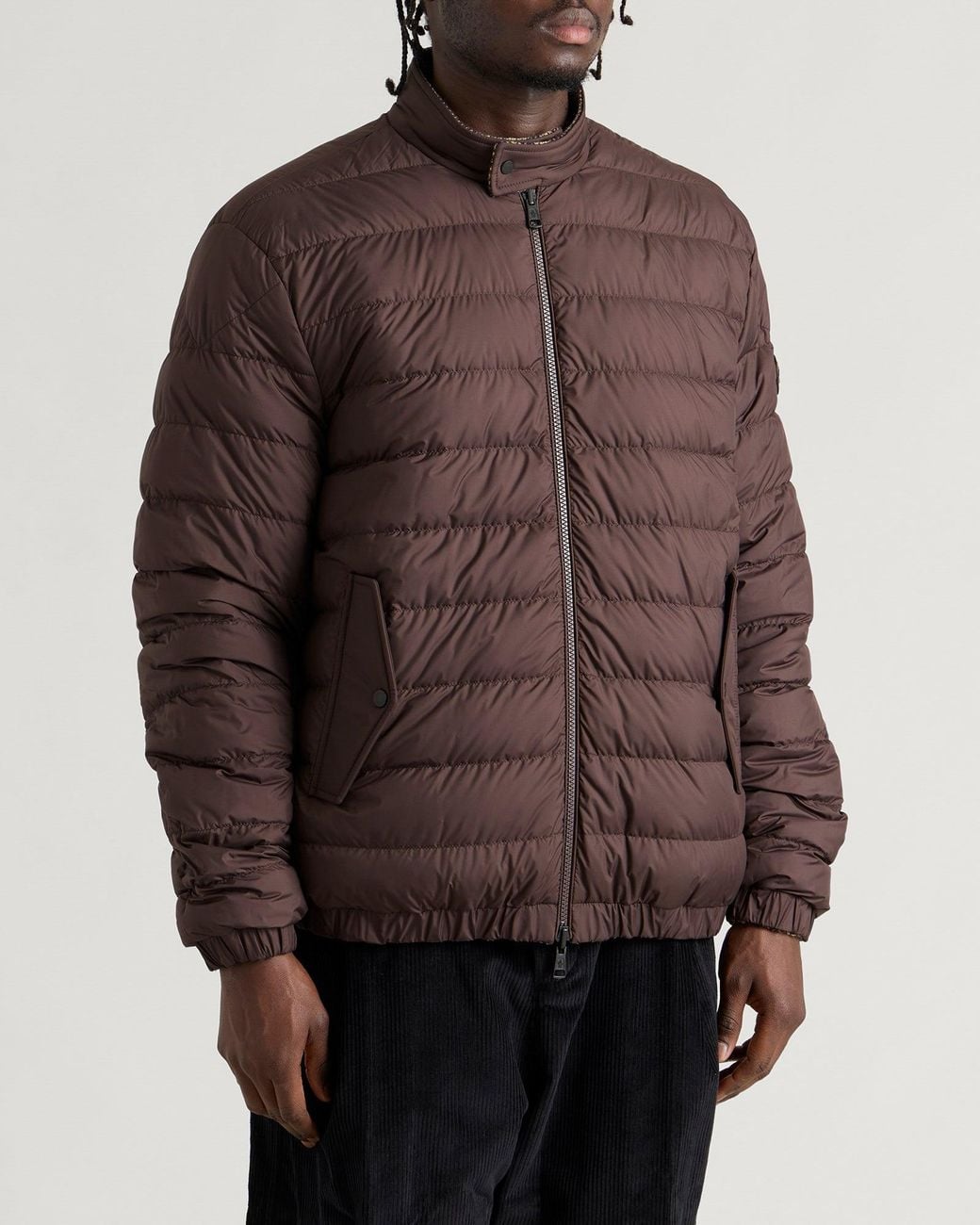 Moncler Brown Ebrodel Micro Check Jacket for men