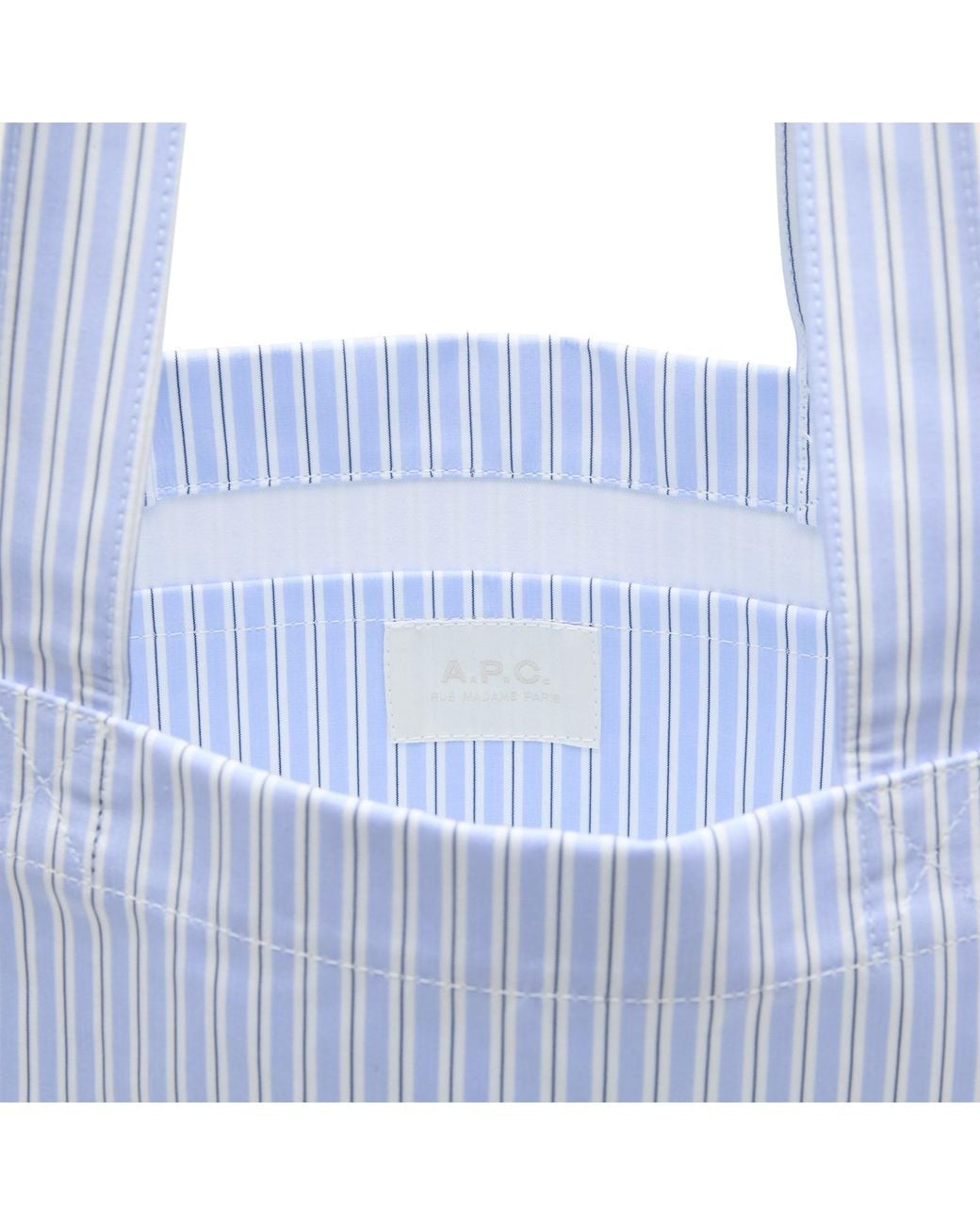 A.P.C. Blue Striped Poplin Lou Tote Bag for men