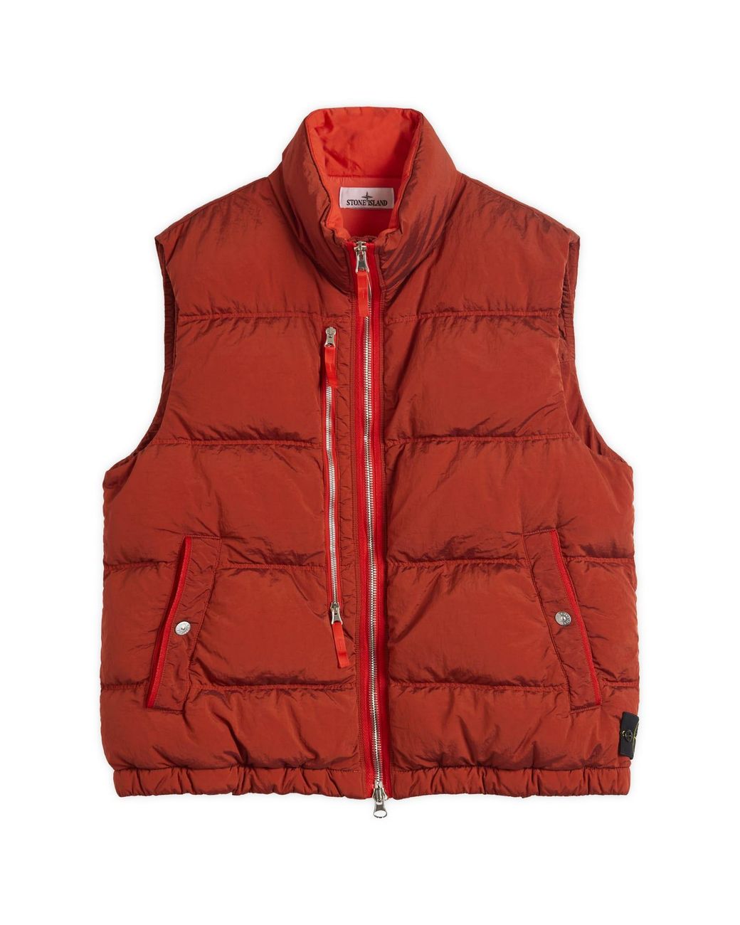 23ss STONE  ナイロンメタルベスト 7815G0619 Stone Island Nylon Metal Econyl Down Vest in Red for Men | Lyst