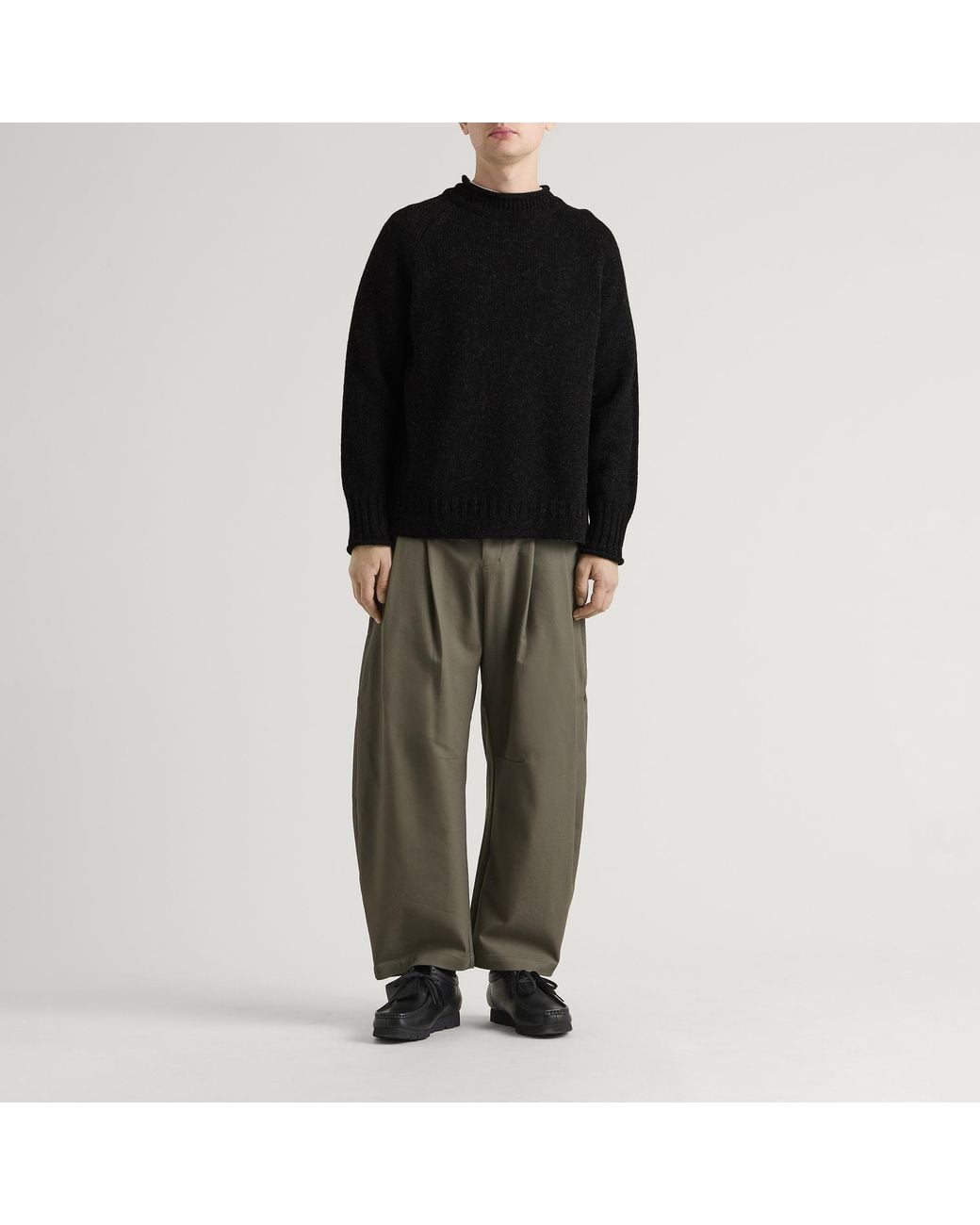 Pittari Black Seti Heritage Lambswool Roll Collar Jumper for men